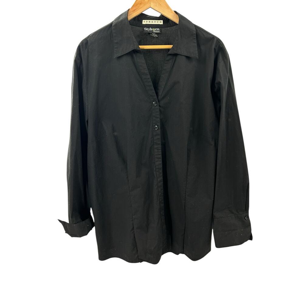 Style & Co Women’s Black Button-Front Long Sleeve Shirt‎ - Size 24W